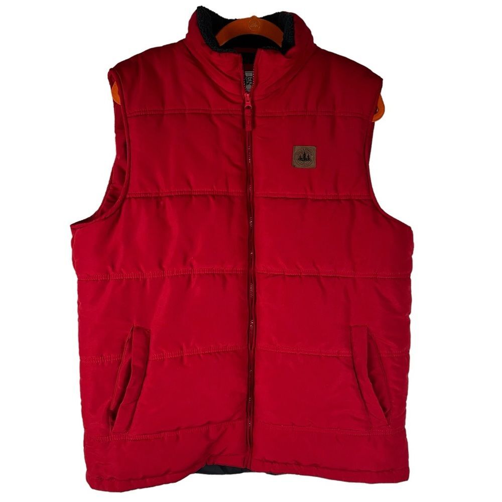 Field & Stream Red Puffer Vest Large Zip Up Thick Winter Insulated Christmas